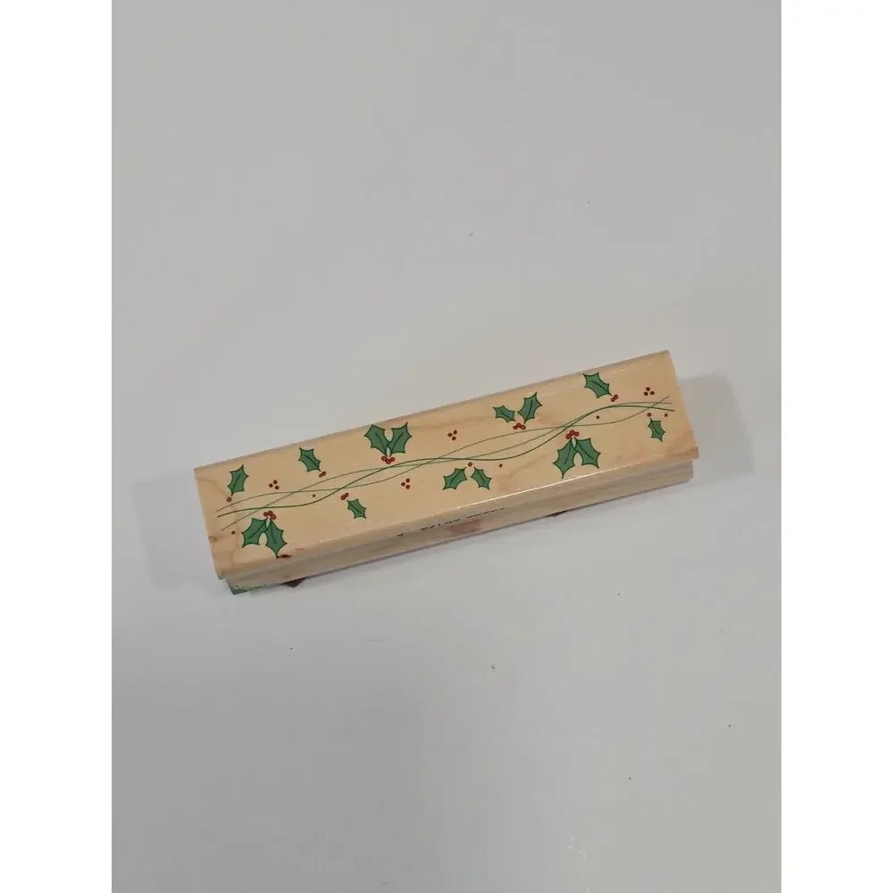 Hero Arts Rubber Stamp F4237 Wavy Holly Christmas Holiday Border Card Making